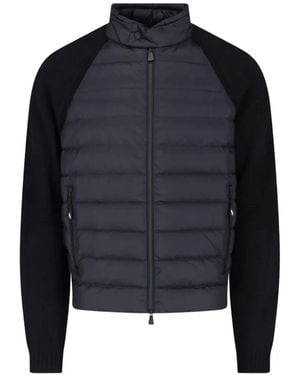 Moncler Quilted Panel Zip-Up Cardigan - Blue