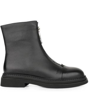 Linda Baumann Front-Zip Ankle Boots - Black