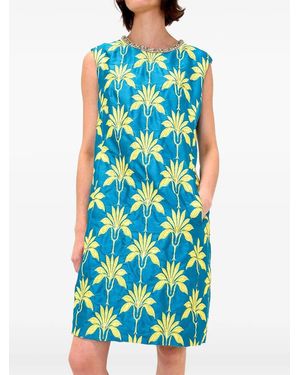 ODEEH Robe Fleurie À Perles - Blue