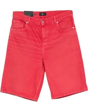 7 For All Mankind Buttoned Denim Shorts - Red