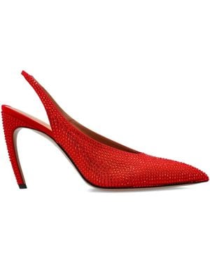 The Attico 95Mm Viper Crystal-Embellished Slingback Court Shoes - Red