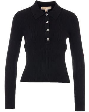 MICHAEL Michael Kors Button Long-Sleeve Polo Shirt - Blue