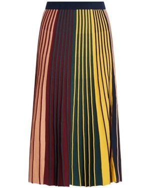 Simon Miller Celia Striped Pleated Midi Skirt - Brown