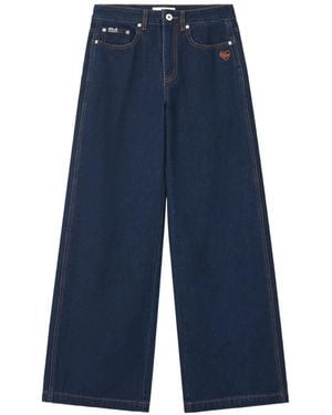 Chocoolate Contrast-Stitch Logo-Embroidered Jeans - Blue