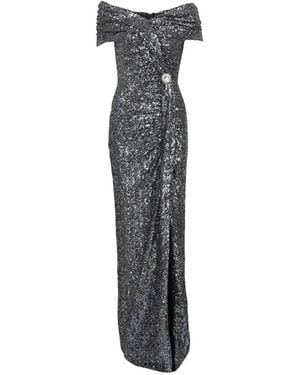 Balmain Off-the-shoulder Sequin-embellished Gown - Black