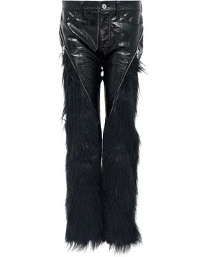 Junya Watanabe クロコパターン ファートリムパンツ - ブラック