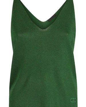 Liu Jo Shimmering V-Neck Top - Green