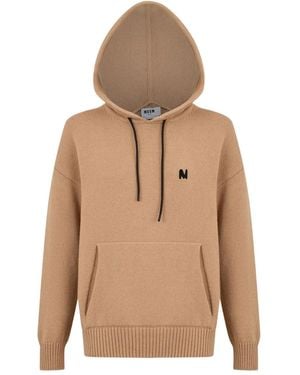 MSGM Logo-Detail Hooded Sweater - Natural