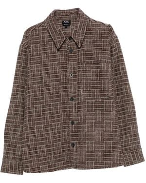 A.P.C. Checked Wool-Blend Shirt - Brown