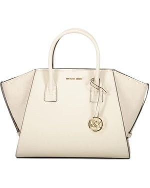 Michael Kors Avril Leren Shopper Met Rits Aan De Bovenkant - Naturel