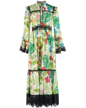 Gucci フローラル マキシドレス - グリーン
