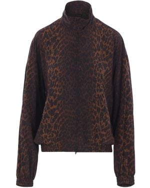 Balenciaga Veste Zippée À Logo Imprimé - Marron