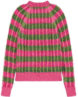 AGR Cable-Knit Striped Jumper - Pink