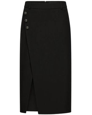 KARL LAGERFELD Button-Embellished Wrap Skirt - Black