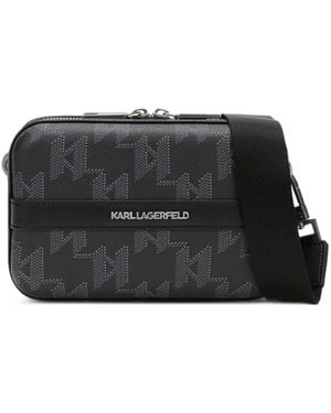 KARL LAGERFELD Monogram-Print Messenger Bag - Black