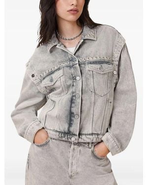 AllSaints Eyelet-Embellished Denim Jacket - Grey