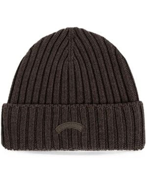Paul & Shark Ribbed-Knit Beanie Hat - Brown