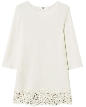 Twinset Detail Lace Blouse - White