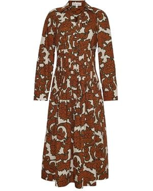 Cara Cara Floral-Print Pleated Dress - Brown