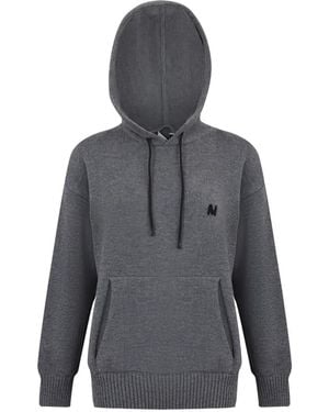 MSGM Embroidered-Detail Hoodie - Gray