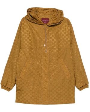 Gucci Hooded Logo-Pattern Jacket - Natural