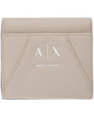 ARMANI EXCHANGE Logo-Plaque Trifold Wallet - Natural