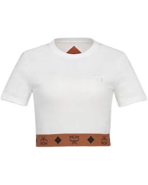 MCM Logo-Print Cropped T-Shirt - White
