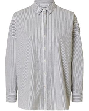 SELECTED Camicia A Righe - Grigio