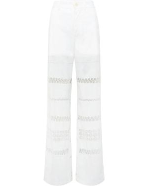 Marine Serre Lace-Panel Trousers - White