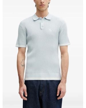 Filling Pieces Ribbed-Knit Polo Shirt - Blue