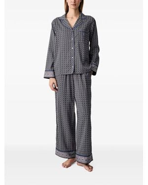 Polo Ralph Lauren Geometric-Print Piping-Detail Pyjamas - Grey