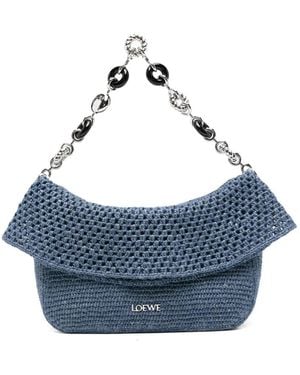 Loewe Ola Crochet Medium Shoulder Bag - Blue