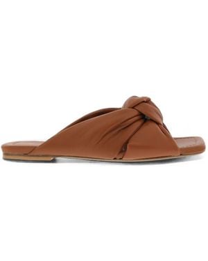 Paris Punk Knot-Detail Slippers - Brown