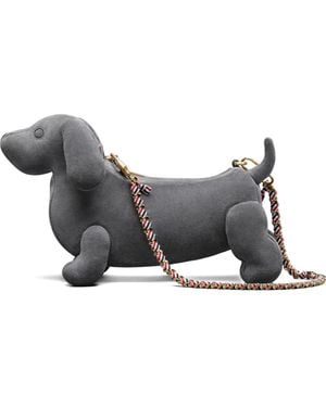 Thom Browne Hector Calf-Suede Shoulder Bag - Gray
