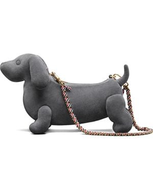Thom Browne Hector Calf-Suede Shoulder Bag - Gray