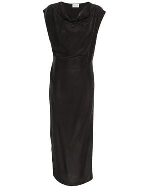 P.A.R.O.S.H. Cowl-Neck Midi Dress - Black