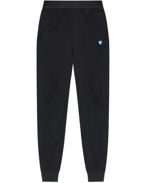 Versace Cotton Embroidered-Logo Joggers - Blue