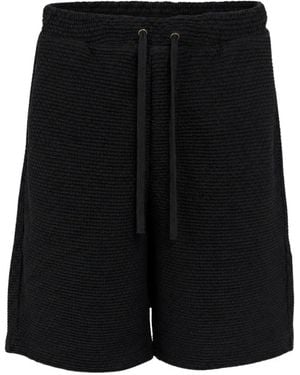 Emporio Armani Embossed Drawstring Shorts - Black