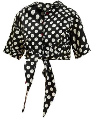 ALESSANDRO ENRIQUEZ Polka-Dot Tie-Waist Shirt - Black