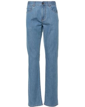 Canali Mid-Rise Slim-Fit Jeans - Blue