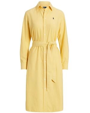 Polo Ralph Lauren Belted Midi Shirt Dress - Yellow