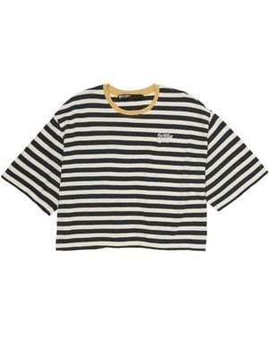 Bimba Y Lola Logo-Embroidered Striped T-Shirt - Black