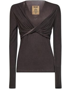 Uma Wang Twisted Draped Long-Sleeve Top - Black