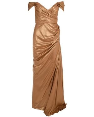 Rhea Costa Robe Longue Gaia À Design Drapé - Neutre