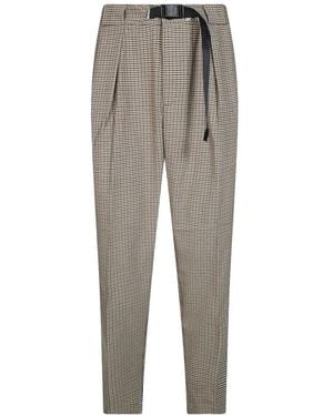 White Sand Check-Pattern Pleated Trousers - Grey