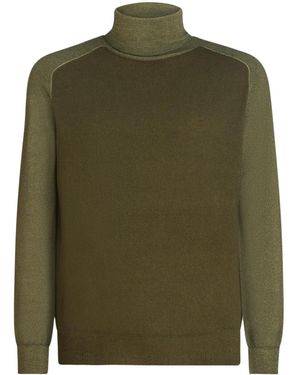 Etro Pegaso-Embroidered Roll-Neck Jumper - Green