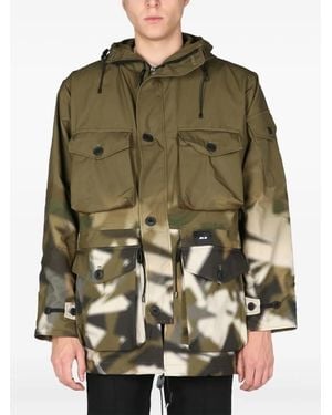 ArkAir Camouflage-Print Flap-Pocket Raincoat - Green