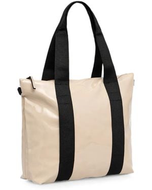 Rains Mini Glossy-Finish Tote Bag - White
