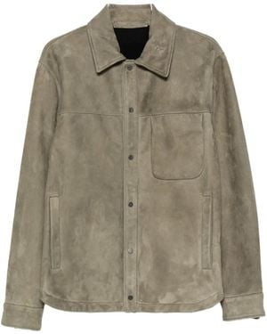 Salvatore Santoro Suede Press-Stud Jacket - Green