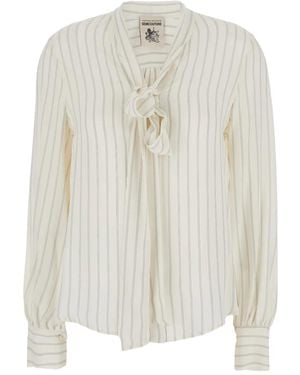 Semicouture Camisa con lazo en el cuello - Blanco